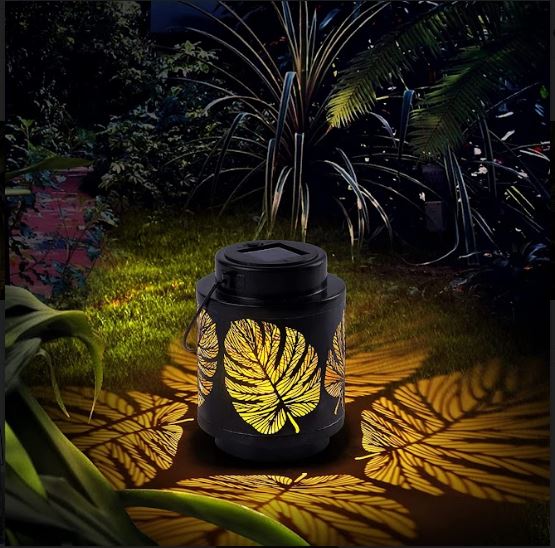 Leaf-Design Solar-Powered Garden Lantern